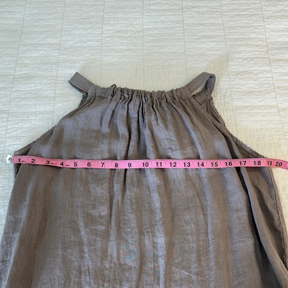 Italian Linen Swing Dress Small Bellambra stone gray EUC - Picture 5 of 7